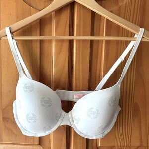 PINK Victoria's Secret Bra lightly padded in hot pink 34-D w/ PINK logo